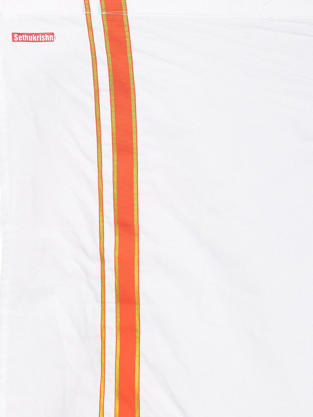 Sethukrishna Pink & White Solid Shirt with Veshti Set For Boys