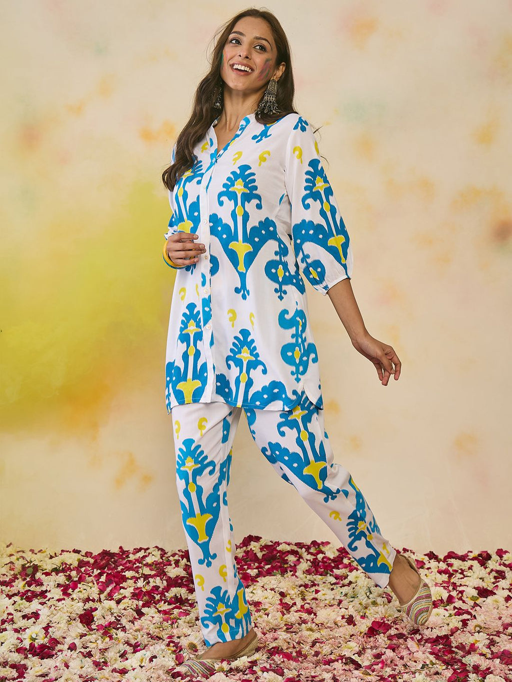 Indo Era Women Printed Regular Kurti with Trousers - Distacart