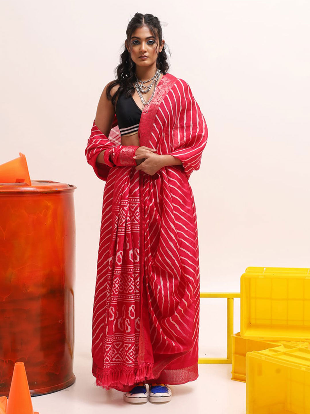 Tikhi Imli Leheriya Jute Silk Ready to Wear Saree