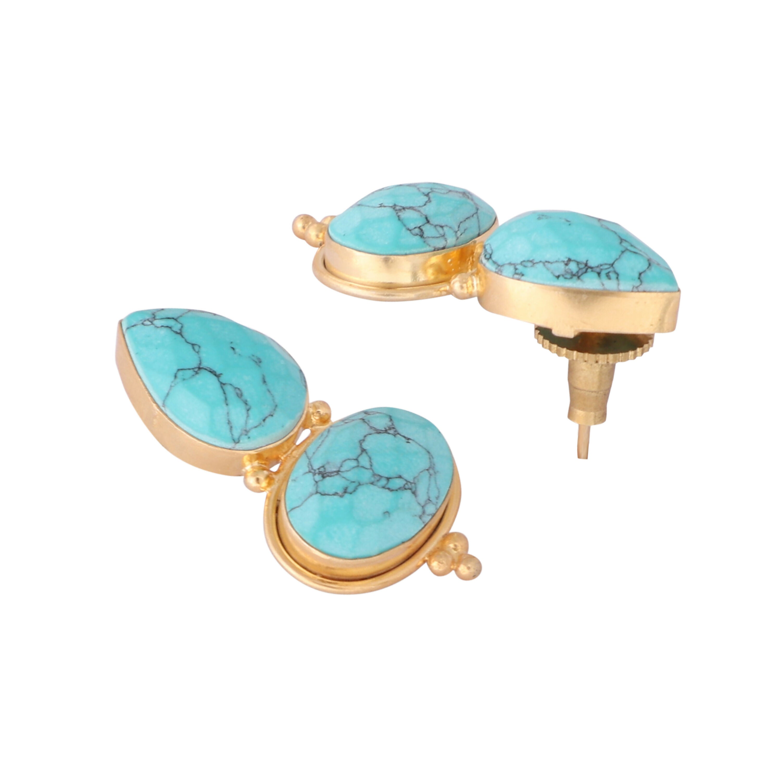 Nuyug 22K Gold Plated Turquoise Embrace Earrings - Distacart