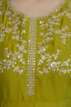 The52 Light Green Women's Beautiful Vichitra Silk Fabric Embroidered Work Flared Anarkali Pant and Dupatta Set - Distacart