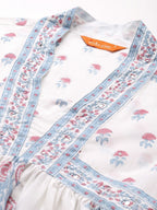 Indo Era Floral Printed Pure Cotton Kurta with Trousers & Dupatta - Distacart
