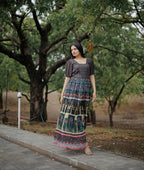 Aayaa Pure Chanderi Gown With Heavy Digital Print - Multi Color - Distacart