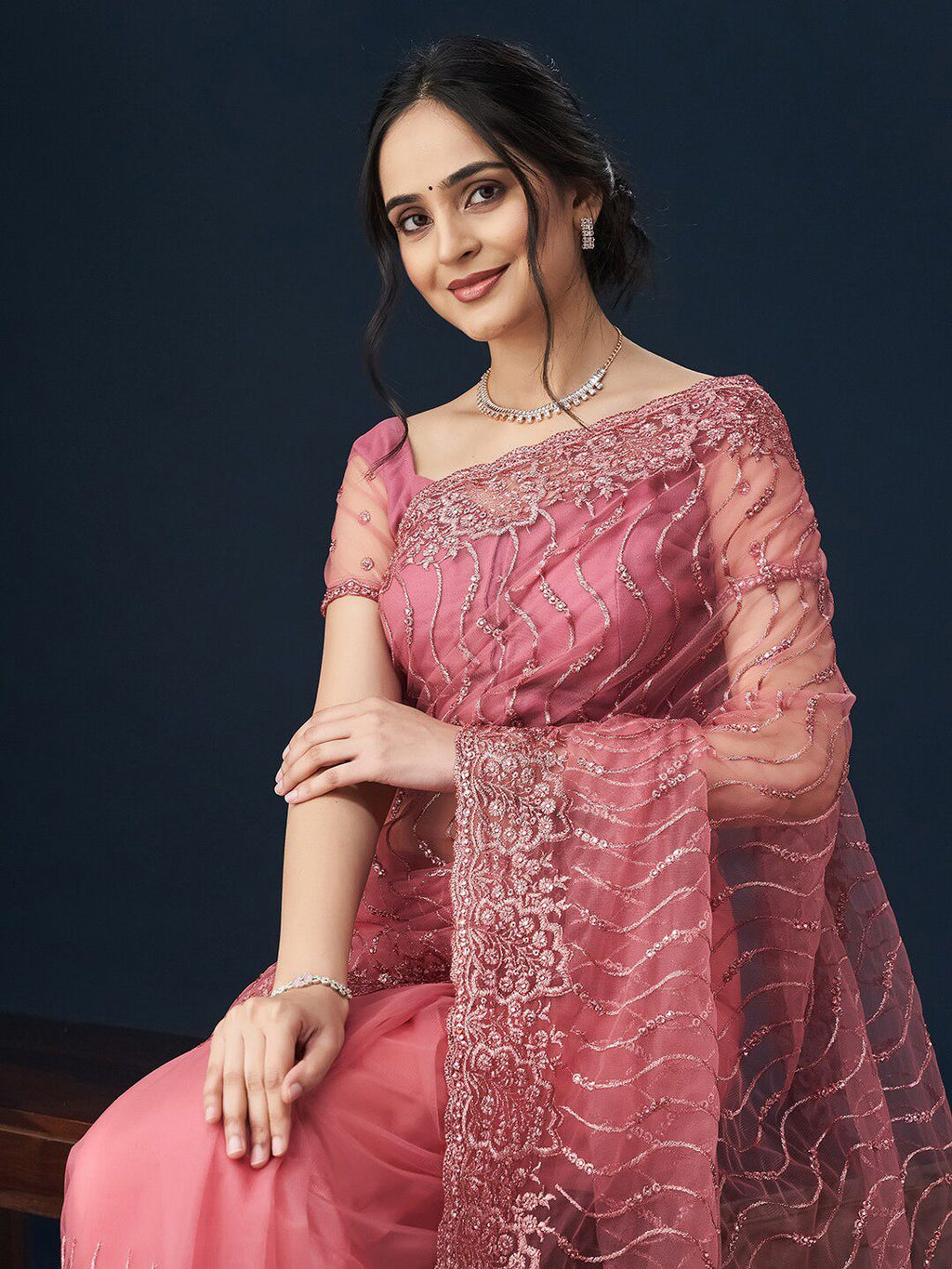 kasee Floral Embroidered Saree - Distacart
