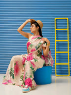 Tikhi Imli Floral Printed Poly Crepe Saree - Distacart