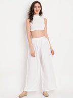 TAG 7 Women White & Navy Blue Set of 2 Flared Ethnic Palazzos