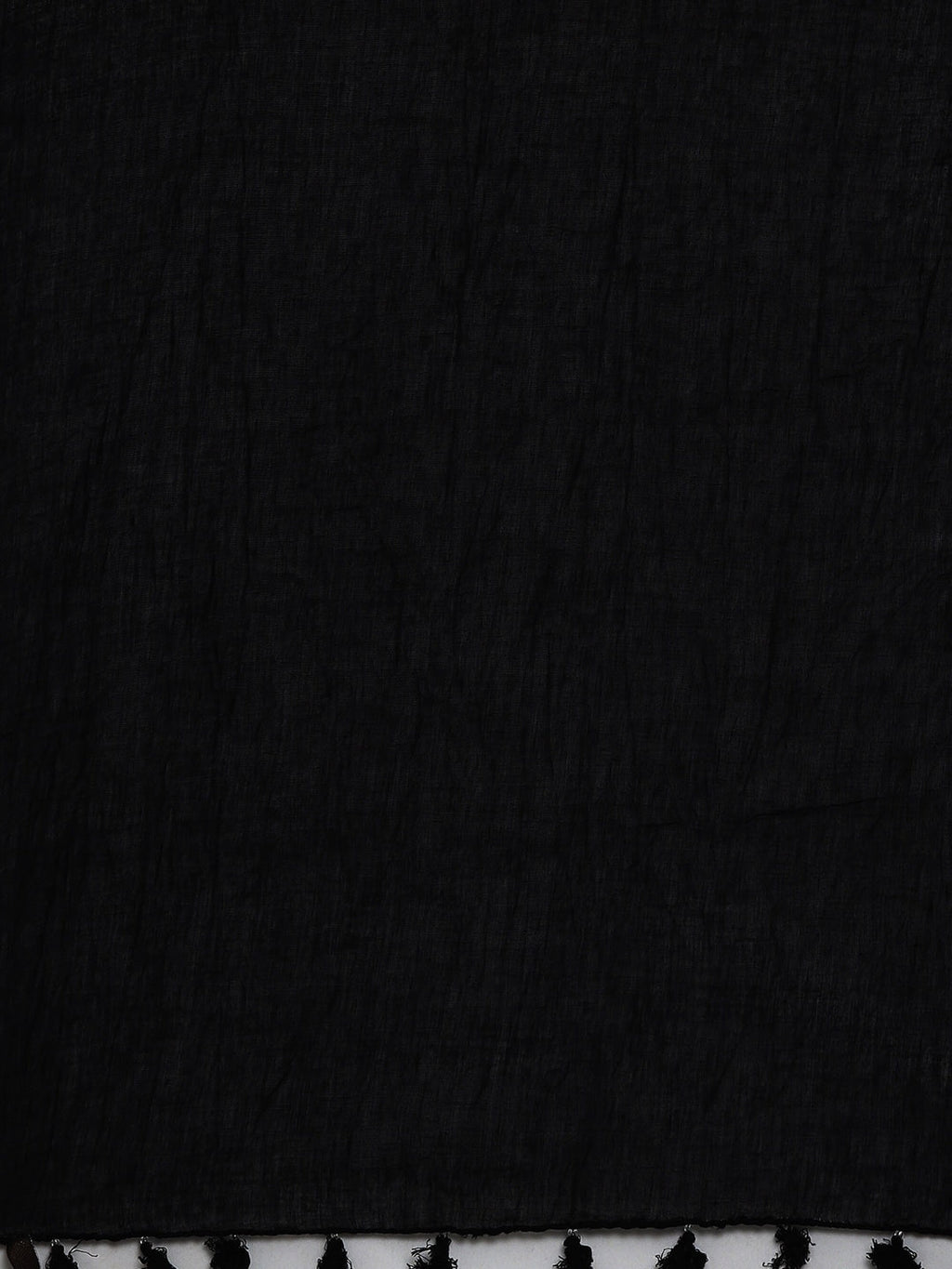 Souchii Black Solid Tasselled Cotton Dupatta - Distacart