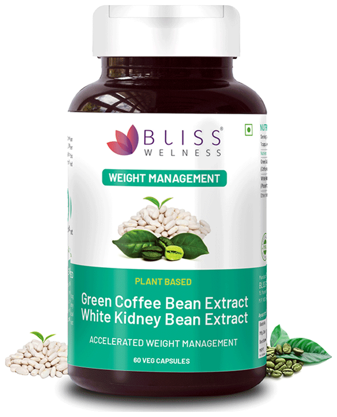 Bliss Welness Weight Management Carb Controller Green Coffee Bean Extract Veg Capsule