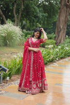 Lorenvalley Ranipink Rangoli Silk Heavy Sequins & Thread Embroidered work Lehenga Choli