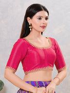 Joban Fashion Women Silk Dark-Pink Stitched Blouse