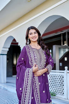 Teeya Creation Wine Color Chinon Silk Heavy Embroidery Work Wedding Wear Sharara - Distacart