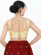 Joban Fashion Gold Multi Brocade Padded Blouse With Square Neck Sleeveless - Distacart