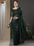 Saree Mall Green Abstract Printed Pure Georgette Saree - Distacart
