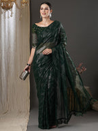 Saree Mall Green Abstract Printed Pure Georgette Saree - Distacart
