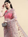 kasee Floral Embroidered Zari Net Saree - Distacart