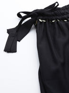 TAG 7 Women Black Solid Flared Palazzos