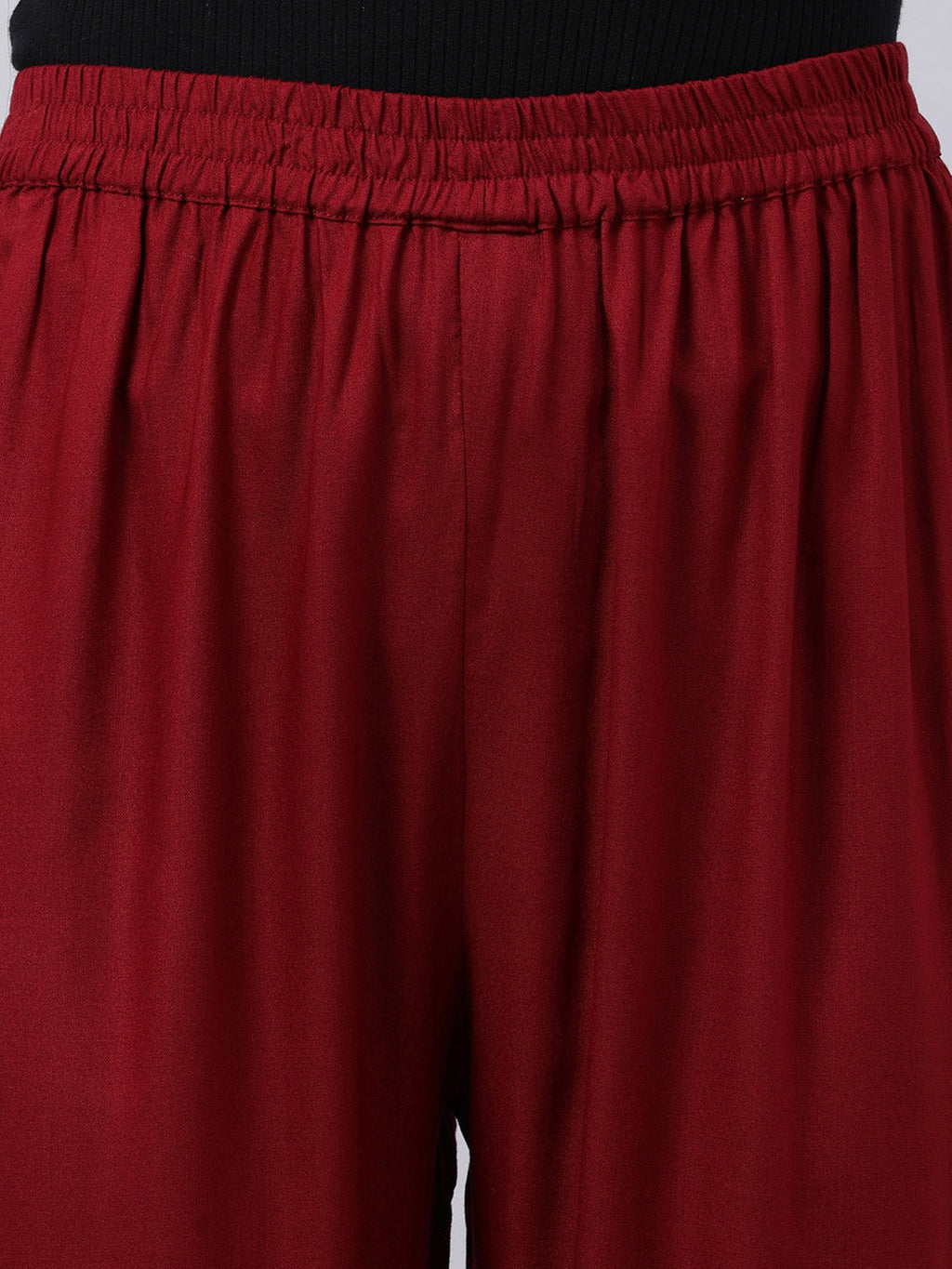 Souchii Women Maroon Solid Pleated Ruffled Liva Palazzos - Distacart