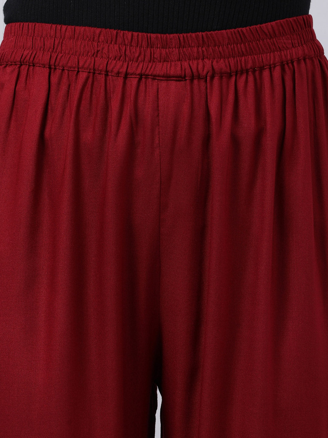 Souchii Women Maroon Solid Pleated Ruffled Liva Palazzos - Distacart