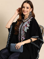 Sangria Women Floral Yoke Design Flared Sleeves Jacquard Kaftan Kurta