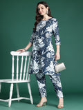 Indo Era Floral Printed Pure Cotton Kurta with Trousers - Distacart