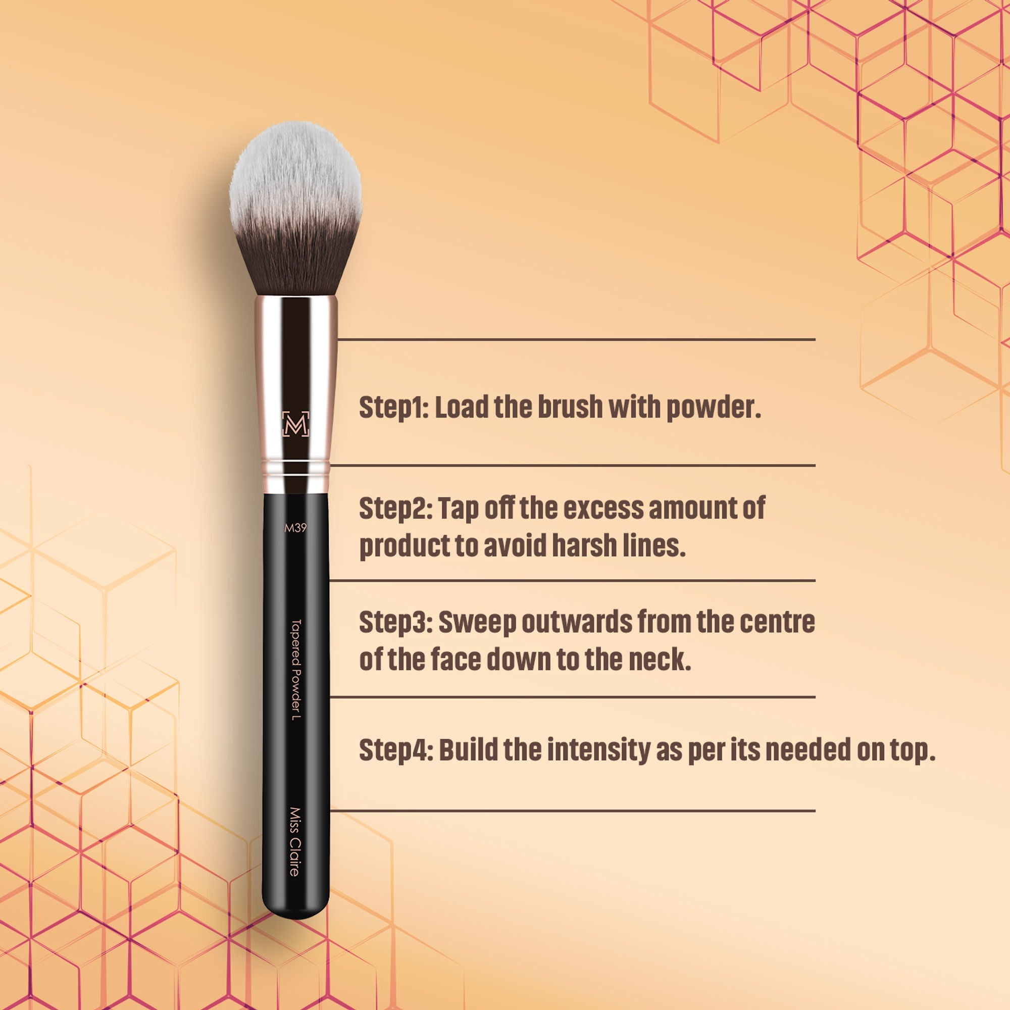 Miss Claire M39 - Tapered Powder (L) Brush - Rose Gold