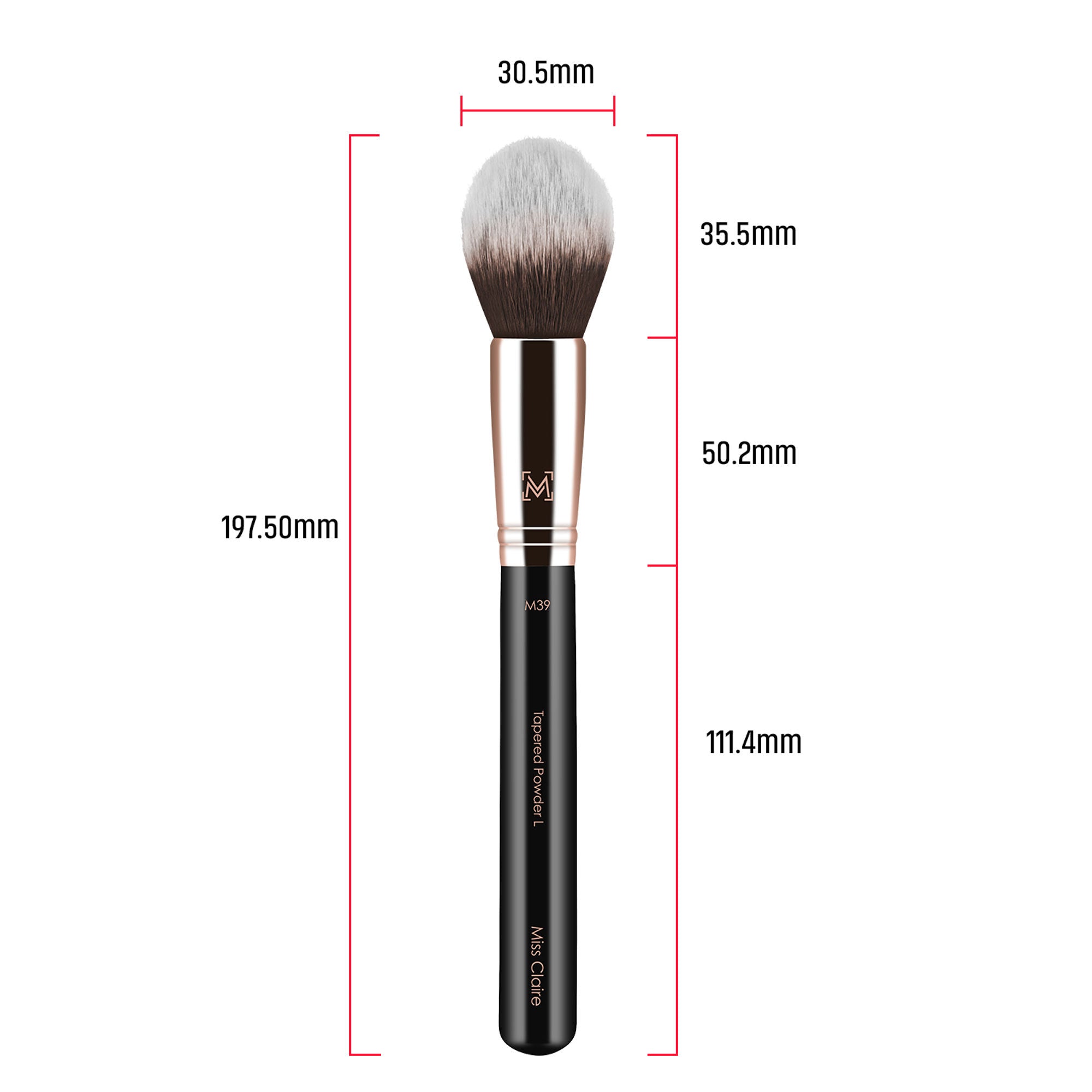 Miss Claire M39 - Tapered Powder (L) Brush - Rose Gold
