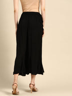 TAG 7 Women Black Solid Flared Cropped Palazzos
