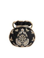 Masq Black & Gold-Toned Embroidered Potli Clutch - Distacart