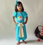 ArthLife Blue Flower Embroidered Co-Ord Set