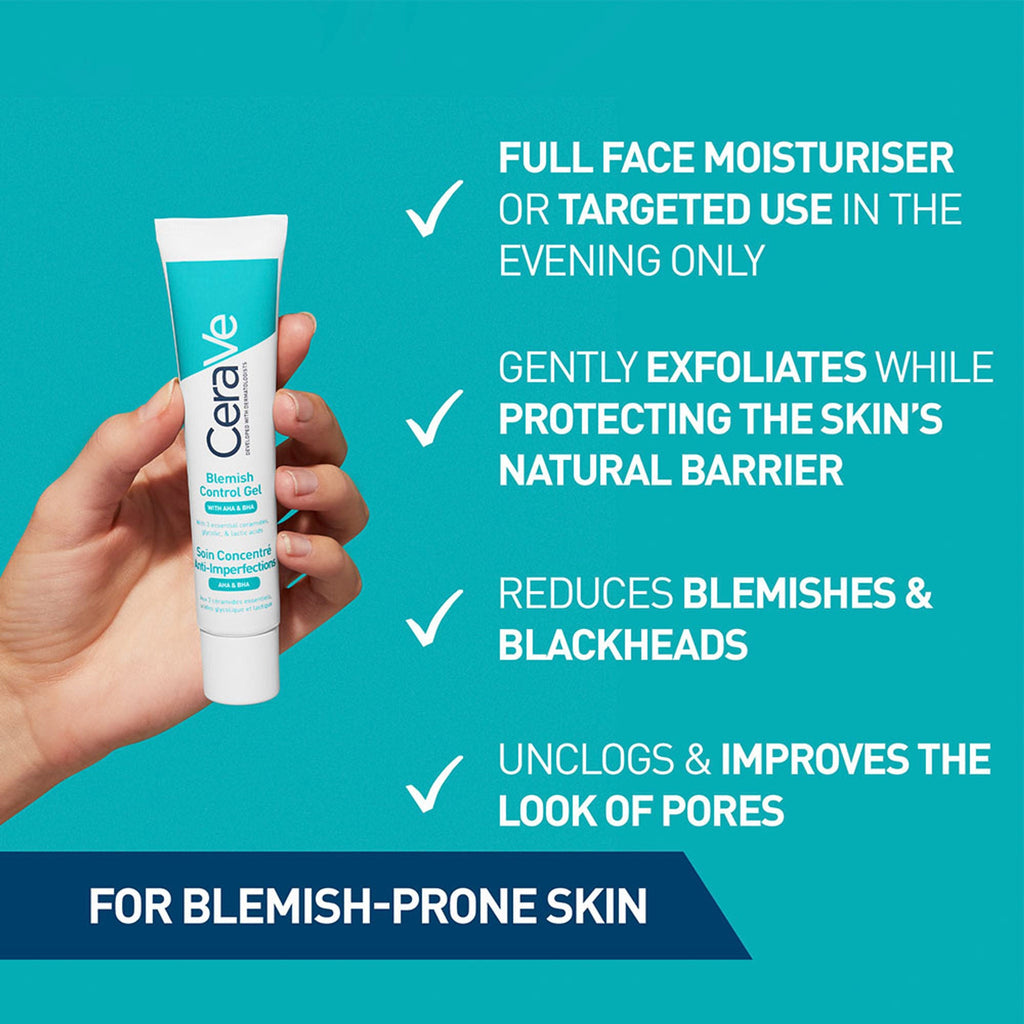 CeraVe Blemish Control Gel with 2% Salicylic Acid, AHA & Niacinamide for Acne Spot Treatment