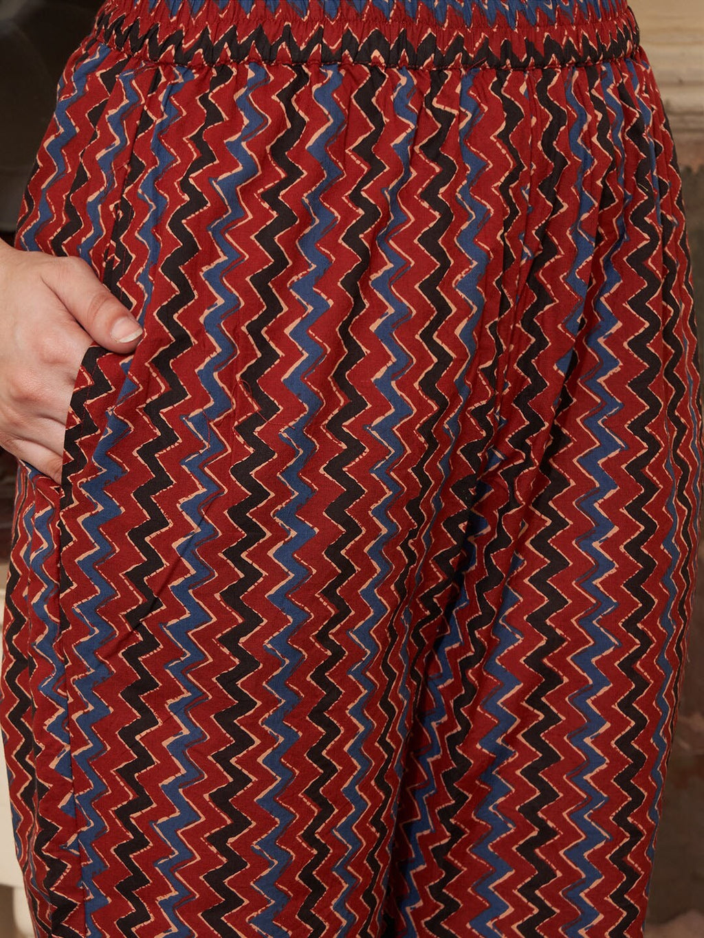 Sangria Maroon Ethnic Motifs Printed Mirror Work Pure Cotton Kurta with Trousers & Dupatta