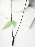 NVR Men's Black Rhodium Plated Bar Pendant & Chain