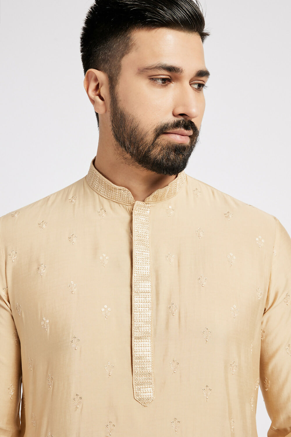 Ethnic India Beige Men's Kurta Ethnic Motifs
