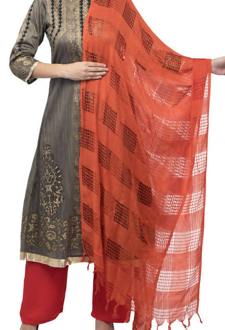 Mominos Fashion Moeza Orange Window Cotton Dupatta