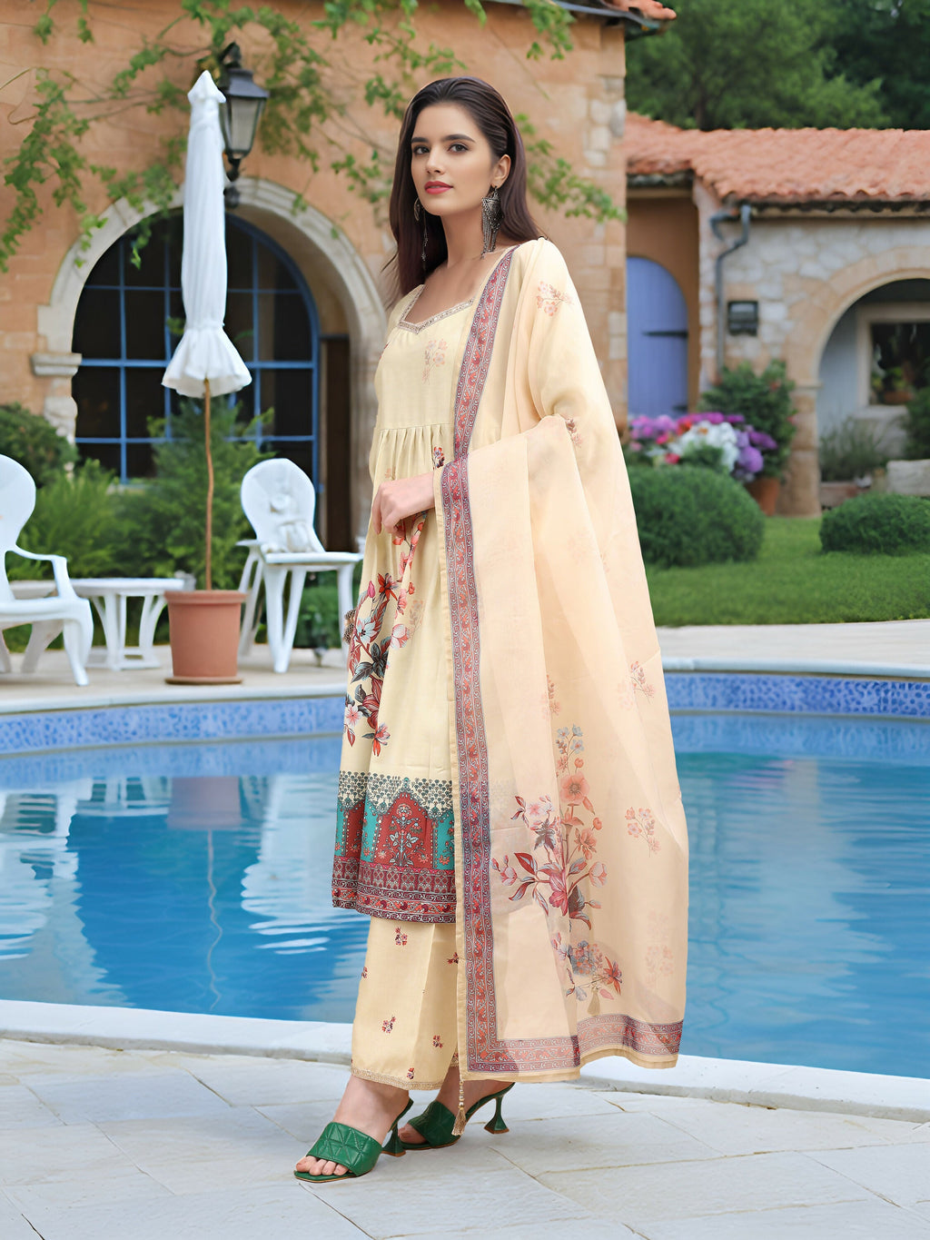 Joban Fashion Off White Position Digital Print With Position Foil Kurta Set - Distacart