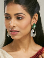 Nuyug 22K Gold-Plated Zircon Studded & Pearl Teardrop Shaped Dangler Earrings - Distacart