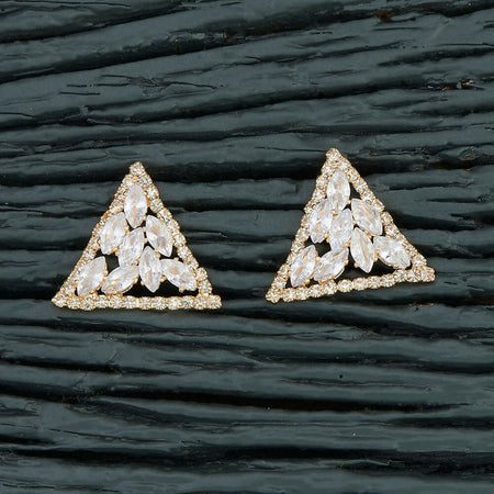 Joban Fashion Women Brass Golden White Ad Earrings