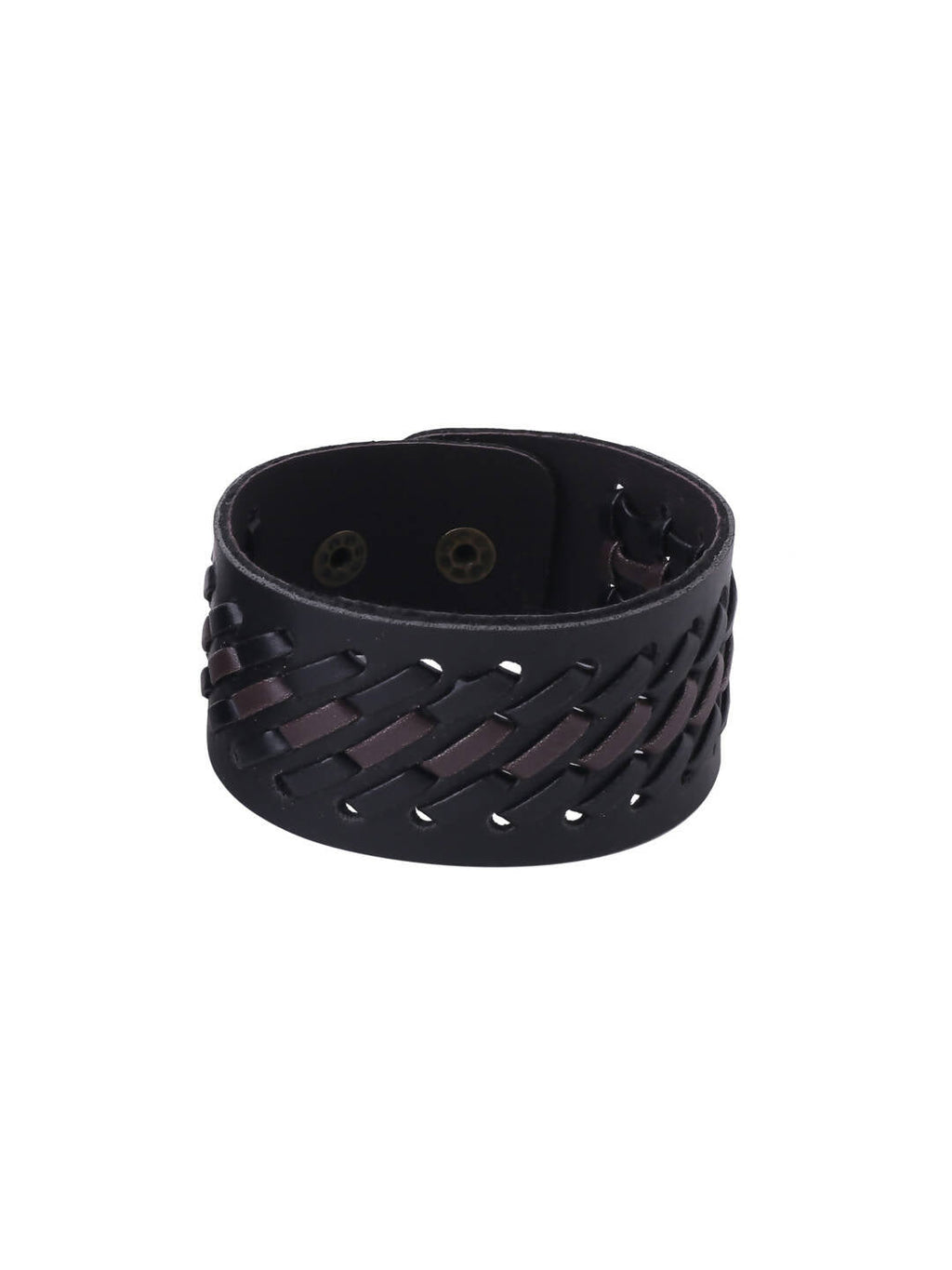 NVR Men's Black Leather Bracelet - Distacart