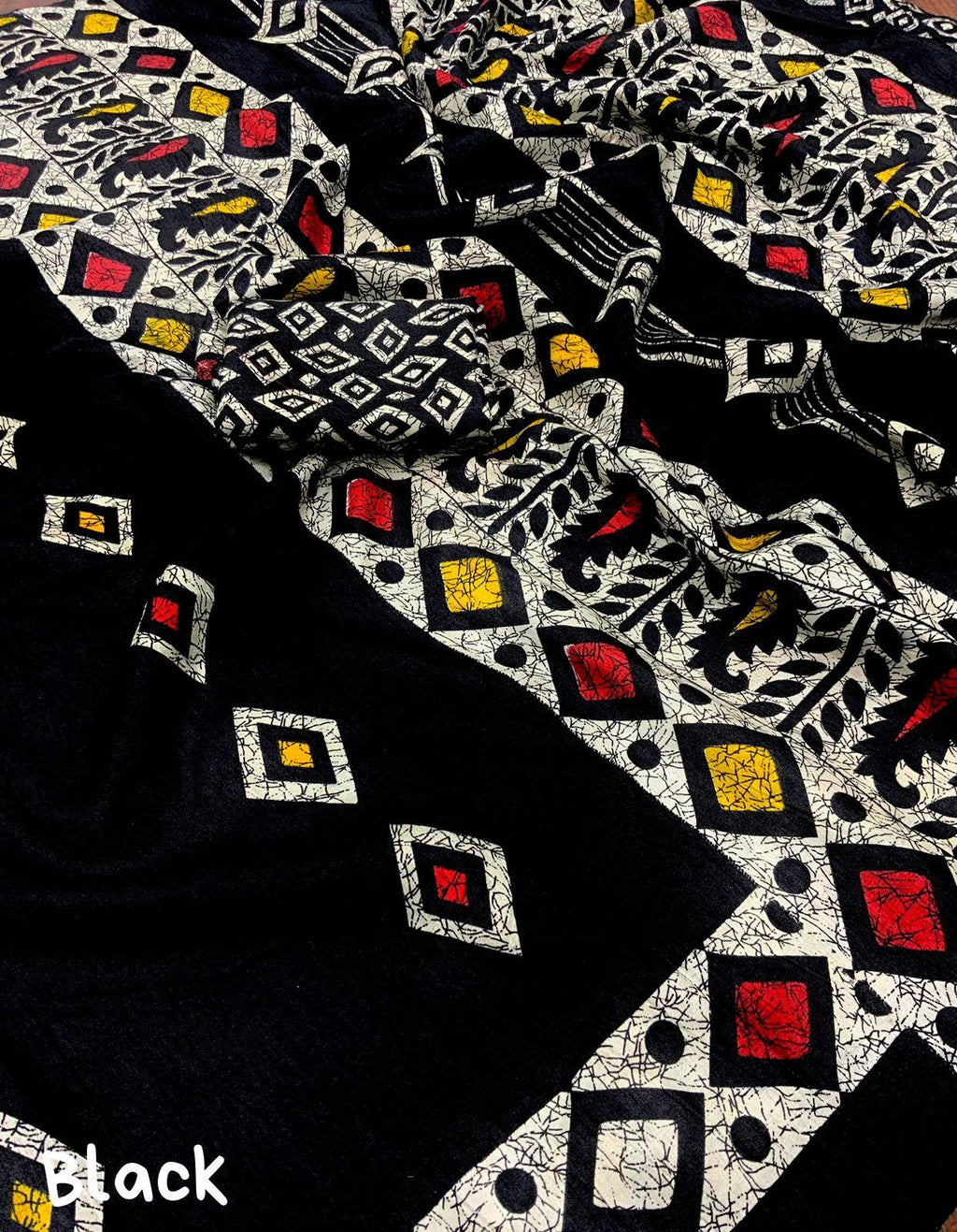Black Silk Blend Ethnic Motifs Saree with Unstitched Blouse - Hiral Fashion