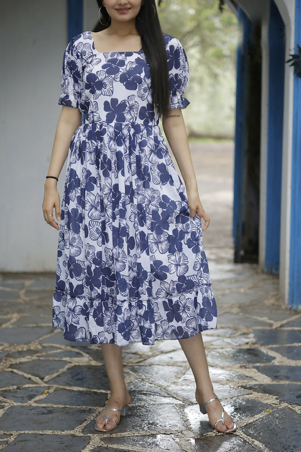 Aayaa Designer Printed One Piece Dress - Multi Color