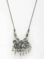 NVR Women's Silver-Toned Radha Krishna Pendant with Chain