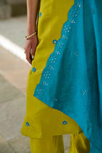 The52 Lemon Beautiful Embroidered Viscose Chanderi Fabric Straight Kurta Pant with Dupatta Set - Distacart