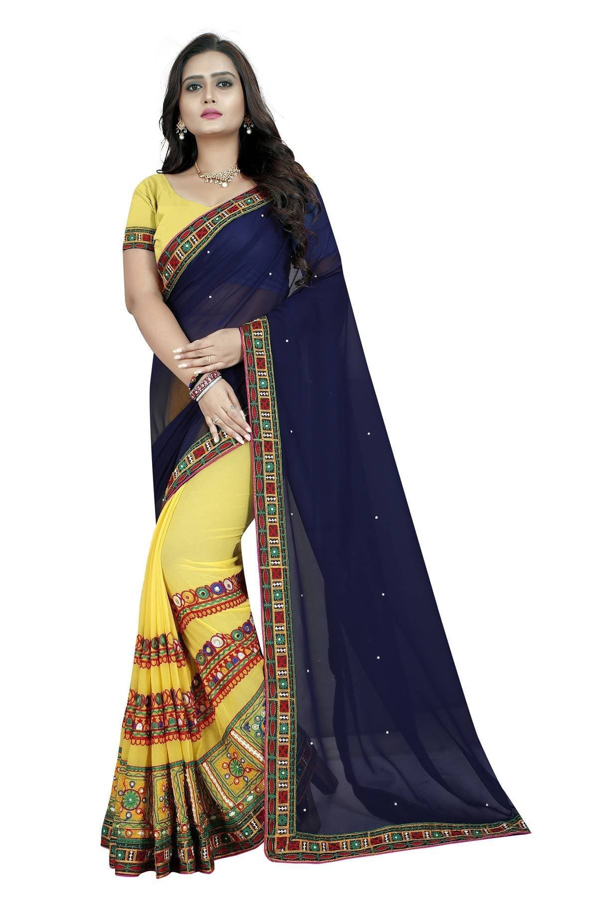 Vamika Yellow Georgette Designer Saree