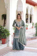 Joban Fashion Grey Readymade Kurta Set With Sequence embroidery Work - Distacart