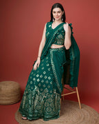 Green Georgette Sequence Embroidered Lehenga Choli with Dupatta - Tanya