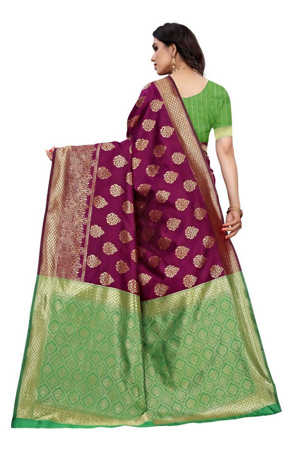 Vamika Banarasi Jacquard Weaving Wine Saree (Dangal Wine)