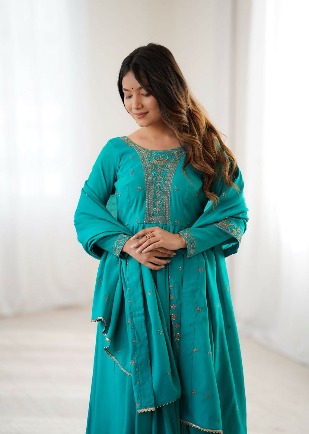 Joban Fashion Rama Kurta Set Chanderi Sequence Embroidery Work - Distacart