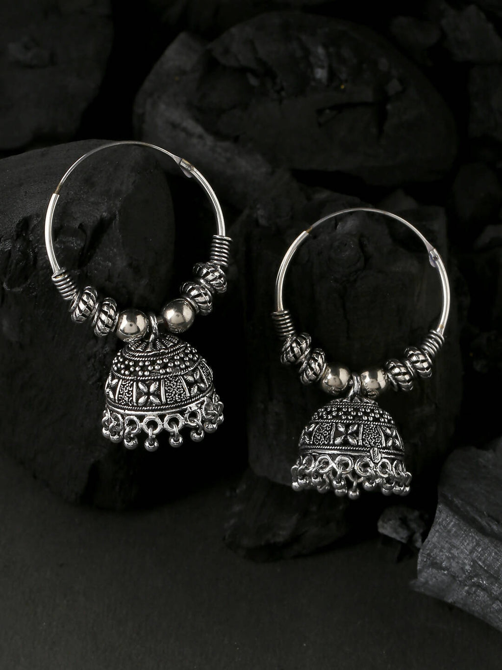NVR Women Silver-Plated Contemporary Jhumkas Earrings - Distacart