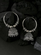 NVR Women Silver-Plated Contemporary Jhumkas Earrings - Distacart