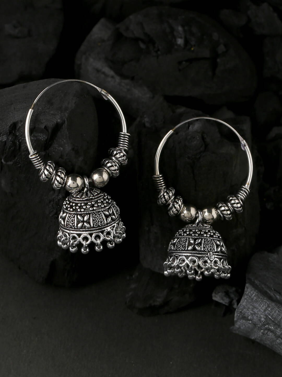 NVR Women Silver-Plated Contemporary Jhumkas Earrings - Distacart